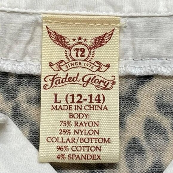 Faded Glory Collared Blouse Women's Large Animal Leopard Print Layered Casual - Picture 9 of 10